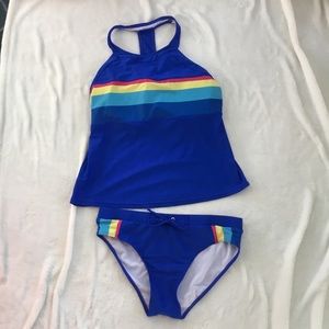 ~TWO PIECE ROYAL BLUE RAINBOW TANKINI~